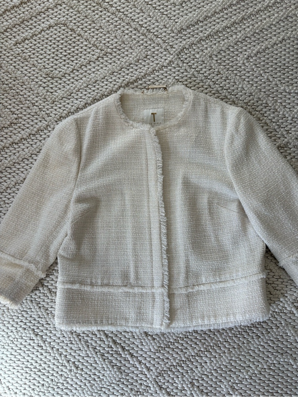 Ted Baker Cream Bouclé Collarless Jacket